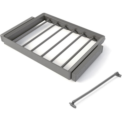 Emuca Kit portapantaloni a 7 aste e telaio regolabile Quartz per armadi, chiusura ammortizzata e estrazione totale, modulo 70 cm, finitura Titanio