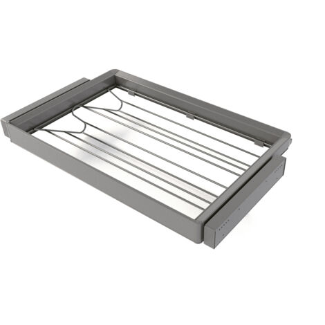 Emuca Kit cassetto portascarpe e telaio regolabile Quartz per armadi, chiusura ammortizzata e estrazione totale, modulo 80 cm, finitura Titanio