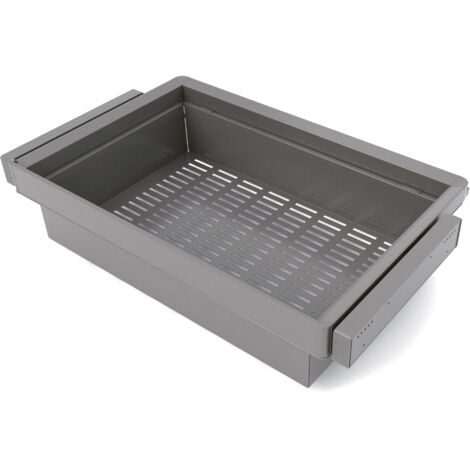 Emuca Kit cassetto metallico e telaio regolabile Quartz per armadi, chiusura ammortizzata e estrazione totale, modulo 80 cm, finitura Titanio