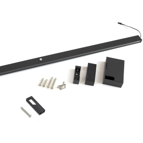 Emuca Barra Appendiabiti per armadi con luce LED Castor, batteria estraibile e sensore di movimento, L1.158 mm, Tecnoplastica e alluminio, Nero testurizzato