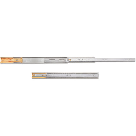 Guide a Sfere per Cassetti con Estrazione Totale e Chiusura Soft H45 mm L450 Bianco Acciaio Emuca