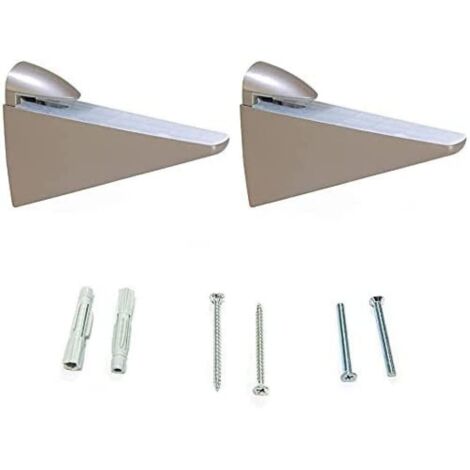 Emuca Set di Reggimensole per ripiani in legno o vetro Halcon, Tecnoplastica e Zama, Verniciato nichel opaco (1/5)