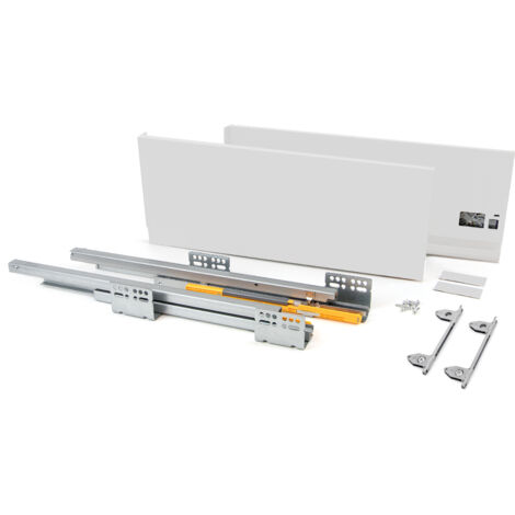 Emuca Cassetto esterno Concept 30kg, altezza 185mm, profondità 450mm, Acciaio, Verniciato bianco