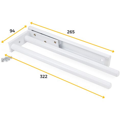 Emuca Porta Asciugamani Estraibile, 2 Bracci, 310 Mm, Anodizzato Opaco