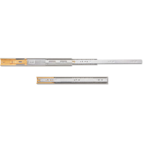 Emuca Set di guide a sfere per cassetti con estrazione totale e chiusura soft, altezza 45 mm, lunghezza 400 mm, Acciaio, Zincato bianco