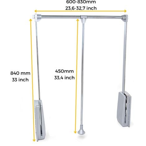 Emuca Appendiabiti per armadio Hang, 600 - 830, Cromato brillo, Acciaio e  Tecnoplastica.