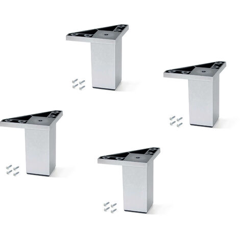 Emuca Lotto di 4 piedini per mobili Alumix 1, altezza 80 mm, Tecnoplastica, Grigia metallizzata