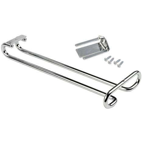 Emuca Portabicchieri per mobili a 1 linea, lunghezza 280 mm, Acciaio, Cromato lucido