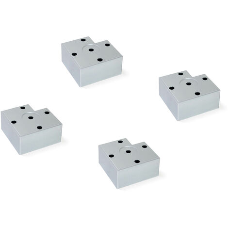 Emuca Lotto di 4 piedini per mobili Alumix 7, altezza 45 mm, Tecnoplastica, Verniciato alluminio