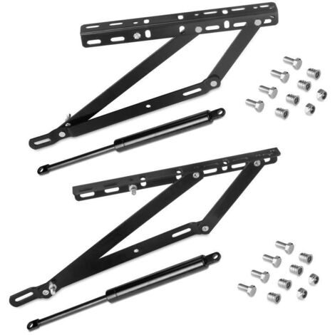 Emuca Set di meccanismi di sollevamento per letto canapè, apertura laterale, per letti da 90 cm, Acciaio, Verniciato nero