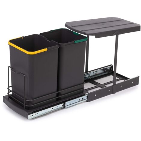 Pattumiera da Cucina ad Estrazione 2x 12 L in Plastica Emuca