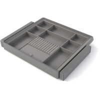 Emuca Kit cassetto organizzatore e telaio regolabile Quartz per armadi, chiusura ammortizzata e estrazione totale, modulo da 60 cm, finitura titanio