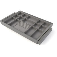 Emuca Kit cassetto organizzatore e telaio regolabile Quartz per armadi, chiusura ammortizzata e estrazione totale, modulo da 80 cm, finitura titanio