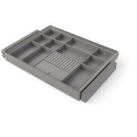 Emuca Kit cassetto organizzatore e telaio regolabile Quartz per armadi, chiusura ammortizzata e estrazione totale, modulo da 70 cm, finitura titanio