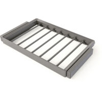 Emuca Kit portapantaloni a 7 aste e telaio regolabile Quartz per armadi, chiusura ammortizzata e estrazione totale, modulo 80 cm, finitura Titanio