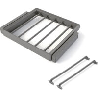 Emuca Kit portapantaloni a 7 aste e telaio regolabile Quartz per armadi, chiusura ammortizzata e estrazione totale, modulo 60 cm, finitura Titanio