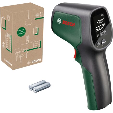 Bosch Infrarotthermometer UniversalTemp (-30°C…+500°C, einfach und präzise messen, 3 vordefinierte Materialgruppen, im E-Commerce Karton)