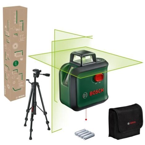 Bosch Kreuzlinienlaser AdvancedLevel 360 mit Premium-Stativ (3 Laserlinien inkl. 360° zum Ausrichten im ganzen Raum, im E-Commerce Karton)
