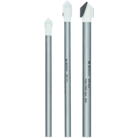 Bosch 3tlg. Fliesenbohrer-Set 5,0 mm x 70 mm, 6,0 mm x 80 mm, 8,0 mm x 80 mm