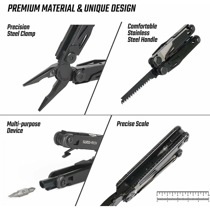 Porte Clef Outil Swiss Tech Kit D'outils De Poche Multi-Usage 22-en-1 En Acier Etoile Multifonction