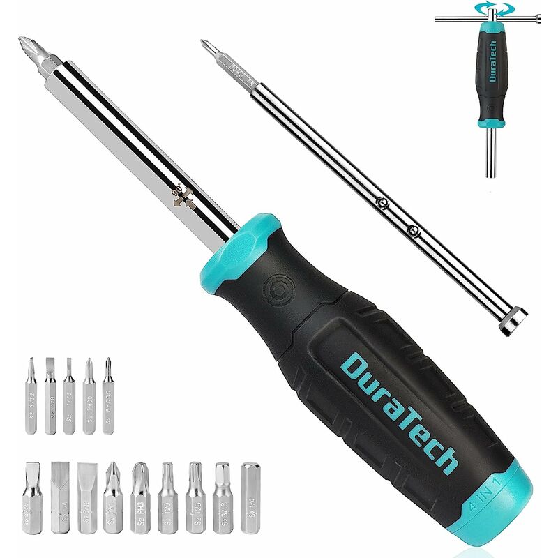 WORKPRO Jeu de Tournevis 14-en-1, Tournevis avec Multi-Embouts en Cr-V et  Rallonge, Comprend 4 Formes de Tête - Plat, Cruciforme, Torx, Pozidriv,  Puissance et Maniable pour les Travaux de Vissage : 