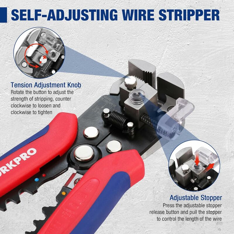 3 En 1 Pince à Dénuder Automatique, Pince à Sertir, Pour Câbles 0.2-6 Mm², Coupeur Câble Fil Corde, Outil Sertissage- MWS02