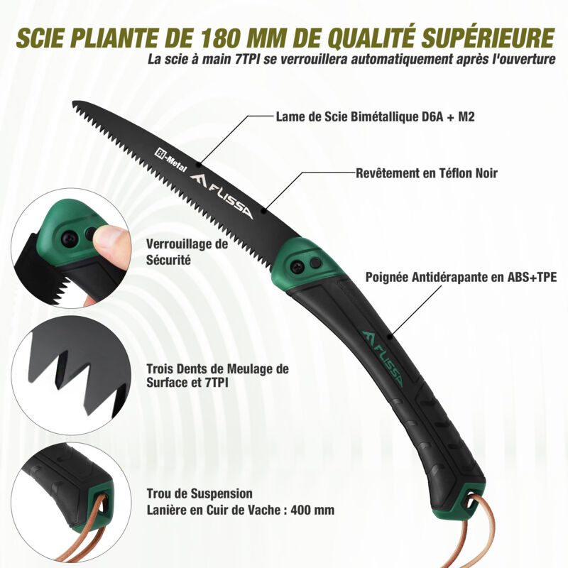 Scie à chaîne de poche avec poignées - Scie de survie - Scie de poche pliante - Scie à main pliante - Scie à chaîne portative - Scie à corde pour arbres