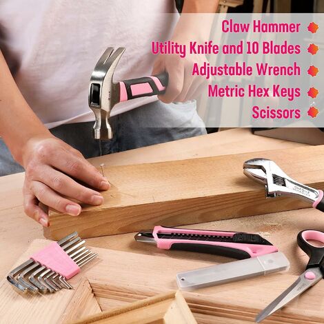 DEKOPRO-Ensemble de perceuse sans fil rose 8V, kit d'outils