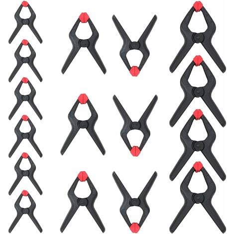 WORKPRO Lot de 16 pinces à ressort en nylon robuste pour photographie, bâche, artisanat, jardin, terrasse, 16,5 cm x 4 pièces, 11,4 cm x 6 pièces, 9,5 cm x 6 pièces)