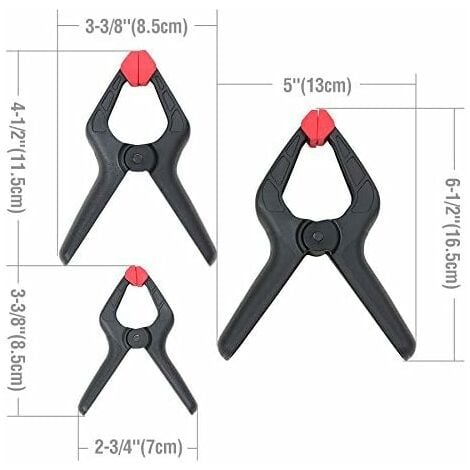 WORKPRO Lot de 16 pinces à ressort en nylon robuste pour photographie, bâche, artisanat, jardin, terrasse, 16,5 cm x 4 pièces, 11,4 cm x 6 pièces, 9,5 cm x 6 pièces)