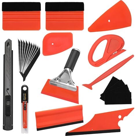 Kit d'outils de lissage de papier peint 8 pièces，Raclette en Vinyle,  Raclette en Feutre