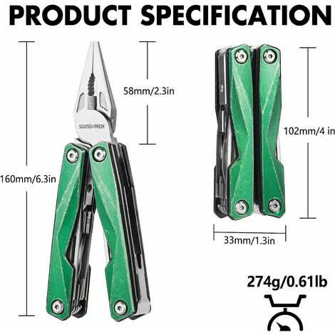 Pince Multifonction 15 En 1 Acier Inoxydable - Type Couteau Suisse - Neuf Avec Étui Ceinture