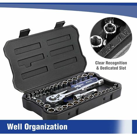 Coffret De Douilles WORKPRO 3/8" - 24 Pièces Avec Clé à Cliquet | Métrique Et SAE