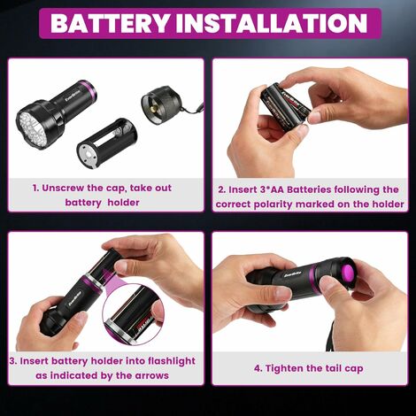 SEEYOO-lampe violette portable 395nm torche ultra violette lumière noire détecte