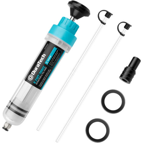 DURATECH Seringue a Huile 200CC, Pompe Vidange Huile Moteur, Seringue a Huile Boite Vitesse avec Tuyau, Aspiration et Remplissage Manuels de Carburant et Liquide