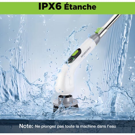 WORKPRO Brosse de Nettoyage Électrique Rotative, Brosse de Nettoyage sans Fil Rechargeable avec 8 Brosses Remplaçables, Poignée Extensible 30 à 120 cm, 3 Vitesses Réglages, IPX6, pour Salles de Bains
