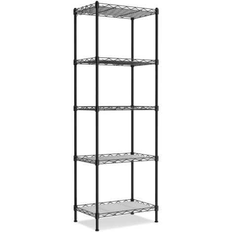 Workpro – Étagère de rangement métallique 5 niveaux – Charge lourde 250kg – Dimensions 44x29x130cm – 4 pieds réglables en hauteur – Pour maison et bureau