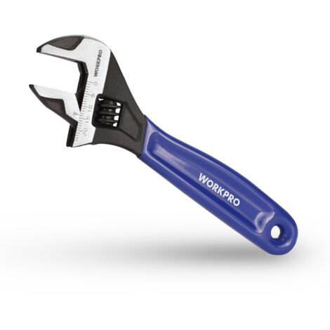 WORKPRO Clé à Molette avec Grande Ouverture 24 mm et Poignée Souple Bi-Matière, Métrique Complet, Longeur 150 mm