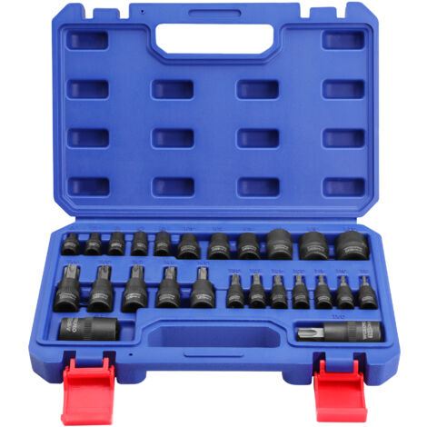 TECPO Jeu de douilles Torx extérieures 1/4 et 3/8 - E4, E5, E6, E7, E8 TECPO Jeu de douilles Torx extérieures 1/4 et 3/8 - E4, E5, E6, E7, E8