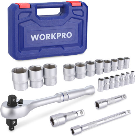 Coffret Douilles Et Embouts WORKPRO 108 Pièces - Clés à Cliquet 1/2" Et 1/4" 72 Dents