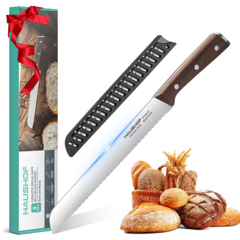 Couteaux Et Ustensiles De Cuisine Couteau à Pain électrique Sans Fil HAUSHOF 8V - 2 Lames 178/203mm Fourchette - Recharge Type C - Lavable Lave -vaisselle Hachoir électrique Rechargeable