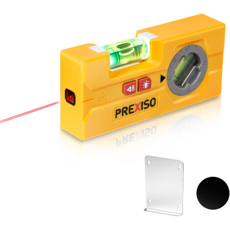 PREXISO Niveau à Bulle Laser 2-en-1, Mini Niveau Torpille avec LED, Niveau de Poche Magnétique et Rotatif, Laser 10 m pour Cadres, Marquage Mural, Peinture, Rénovation et Décoration Maison