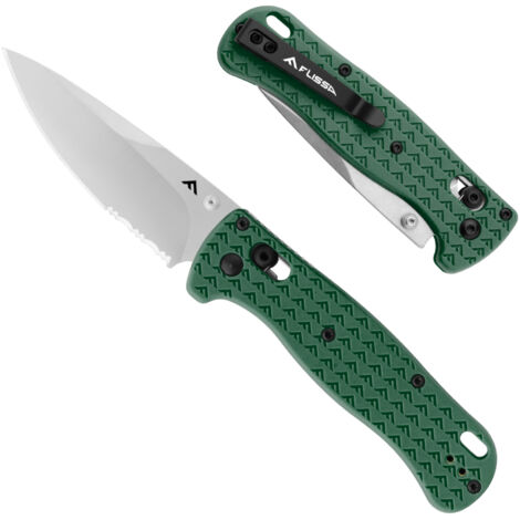 FLISSA Couteau de Poche Pliant, Couteau Randonnée avec Lame en acier AUS-8, Clip de Poche Incluse, Cadeau d'Outil Idéale pour Camping, Randonnée, Activités en Plein Air, Vert