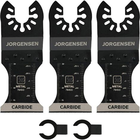 Jorgensen – Lames de scie oscillantes 3 pièces – Acier haute teneur en carbone et bimétal – 40mm longueur, 35mm largeur, 23 TPI – Pour coupe métal et clous