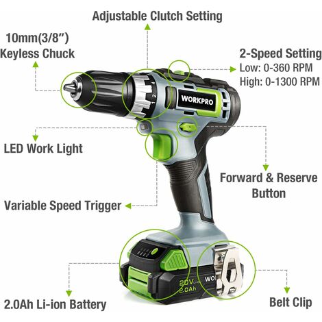 Perceuse Visseuse Sans Fil 21V - 25 Accessoires, 24+1 Couples, 2 Vitesses, LED - Idéale Pour Travaux Maison