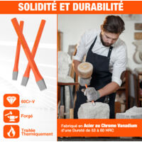 Lot De 2 Burins Mason Robustes Avec Protection Des Mains, Tête Plate Et Tête Pointue/lance, Démolition/maçonnerie/sculpture/béton Avec Protège-main Bi-matière + Une Paire De Gants