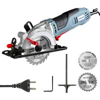 Workpro – Scie circulaire 750W – 4700 tr/min – Profondeur de coupe 45mm (90°), 28mm (45°) – 2 lames Ø120mm et Ø115mm – Rail de guidage pour coupes précises