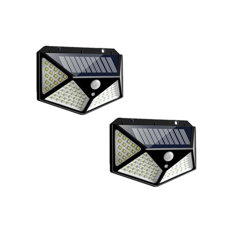 SEZAC Etanche IP65 Lampes de sécurité solaires Capteur solaire Lampes extérieures imperméables sans fil pour garage de patio de jardin Lampes Solaires Extérieur Upgraded 100LED paquet de 2 