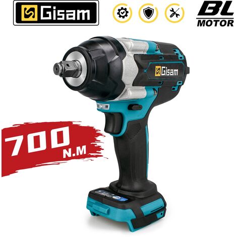 Gisam – Clé à chocs sans fil 700Nm 1/2 pouce 3 vitesses – Couple 700Nm pour travaux intensifs – Compatible batteries MAKITA 18V