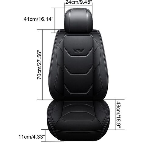 Housse Siège Voiture Avant Cuir PU Noire - Respirante, Étanche, Universelle Avec Poche Rangement